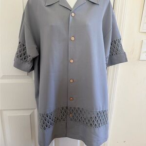 Relaxed Button-Front Casual Shirt in Dusty Gray